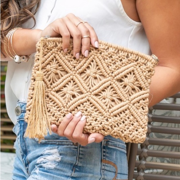 Macrame Tassel Clutch - Picture 2 of 7